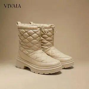 VIVAIA sorel boots women's Theo Waterproof Puffer Boots -10°C Warmth / PufferTherm Insulation / Wool Insole Lightweight / Anti-Slip Sole / Side Zipper Snow Holiday / Ski Trip / Winter Travel (Theo)