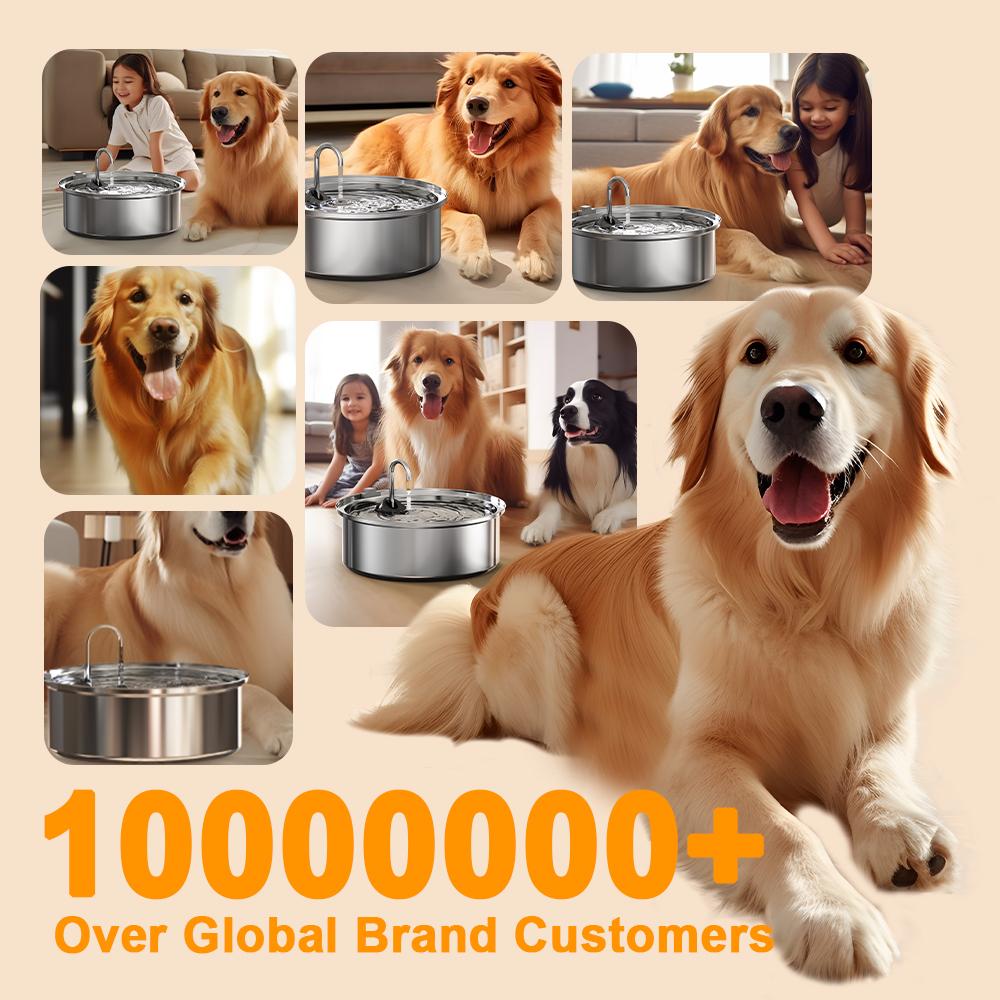 oneisall Dog Water Fountain for Large Dogs with 3  Filters, 6L Stainless Steel Dog Fountain,Ultra 35dB Quiet,Wide Drink Area for Large Dogs Cats and Multi-Pet Home drinking water bowl, automatic water feeder, stainless steel bowls, automatic water bowl