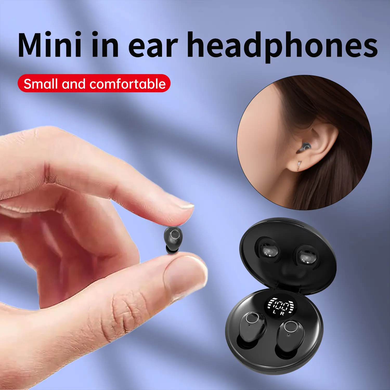 INSONIXN Mini Wireless Bluetooth 5.3 Earbuds In Ear Stereo Waterproof Sports Earbuds with Low Bass Effect Sound Insulation Noise Reduction for Comfortable Sleep Daily Use Perfect Gift