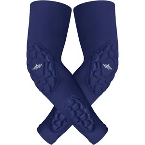 Penveer Compression Padded Arm Sleeves for Youth & Adults - Elbow & Forearm Support - Breathable Football Padded Sleeves (Navy)