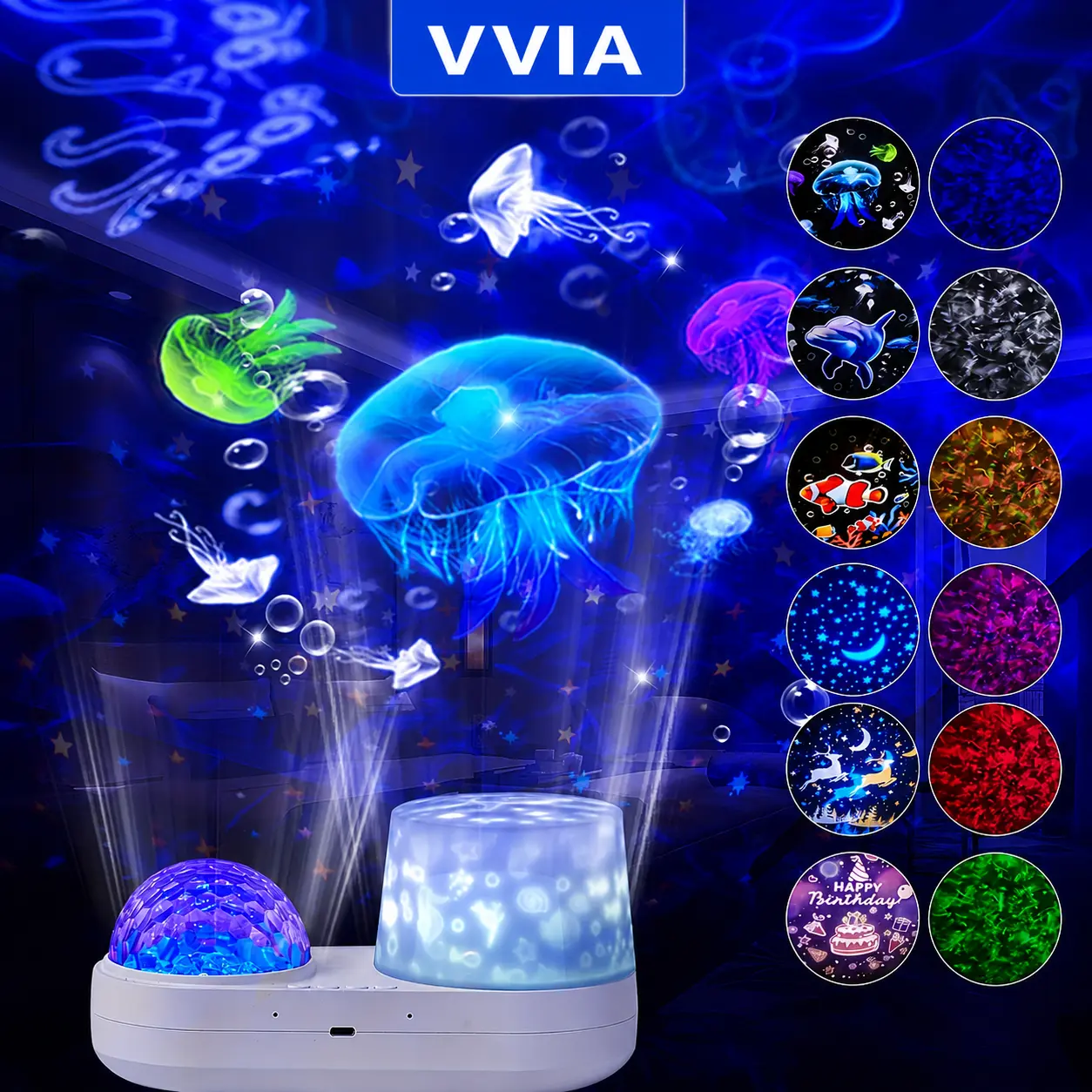 Magical Star LED Night Light Projector - USB Mobile Mood Lighting, Nursery Decor Sensory Lights, Night Sky Aesthetic Bedroom Accessory, 1-Pack Blue Birthday Gift-Ready Ambiance Creator