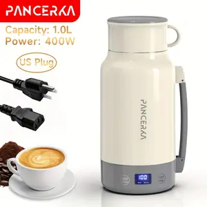 PANCERKA Travel Electric Tea Kettle 1L, Portable Electric Kettle with Fast Heating & Smart Temperature Control, 304 Stainless Steel Portable Bottle Warmer for Travel, Home, Cafe, Office - Easy Clean & Safe Design