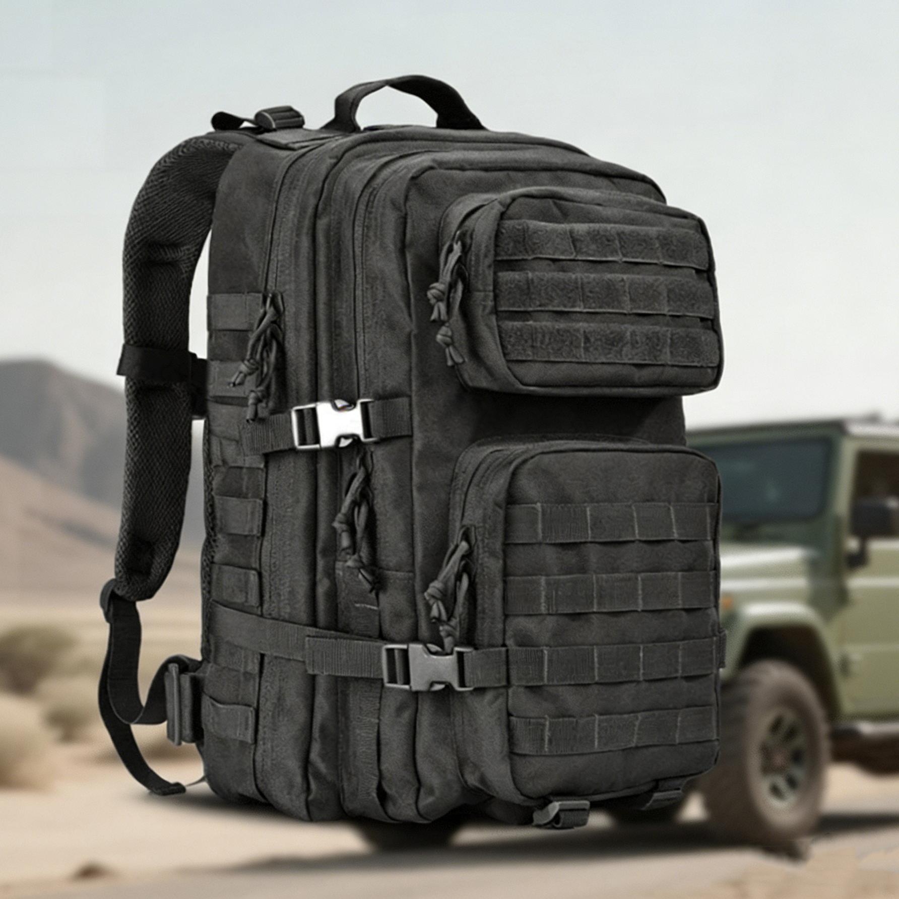 PIONERO Tactical Backpack Military ETC 40L Large Capacity Molle Webbing Design 3 Day Assault Pack with USA Flag Patch Waterproof High-Density Fabric Organized Daypack