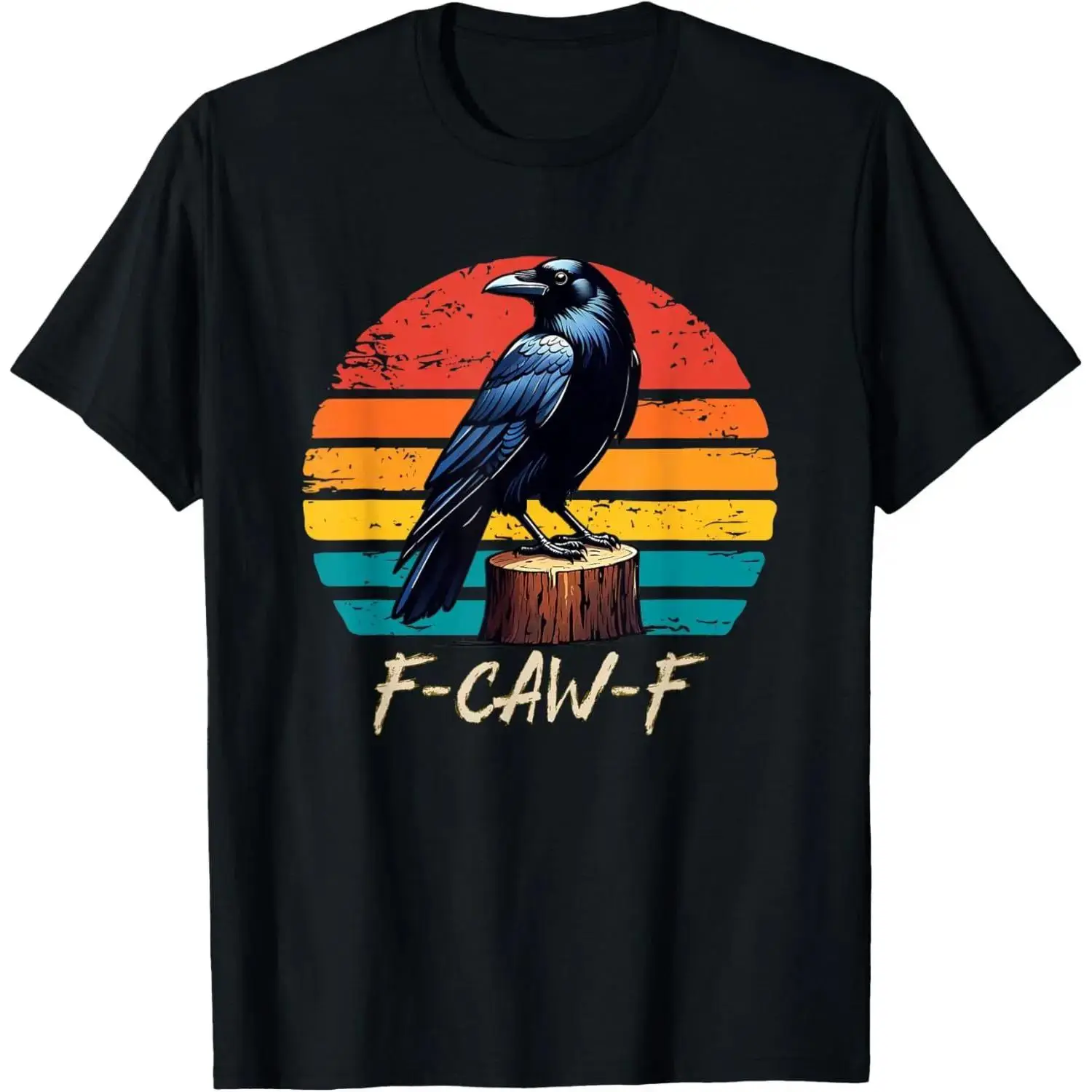 Vintage Retro Halloween F Caw F F-Caw-F Crow Graphic Humor T-Shirt