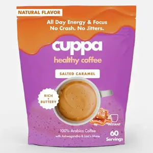 Cuppa Salted Caramel Instant Healthy Coffee - Supports Natural Energy & Better Mental Focus, 60 Srv
