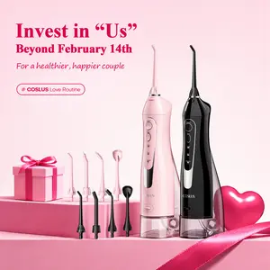 COSLUS CX20  Cordless Water Flosser Set, 5 Nozzles , IPX7 Waterproof,3 Modes, Teeth Cleaner, Portable Dental Care Set, Home Travel Gift,Couples,Braces, Rechargeable, Waterproof, Portable for Travel, BPA-Free Kits Oral Irrigator, White