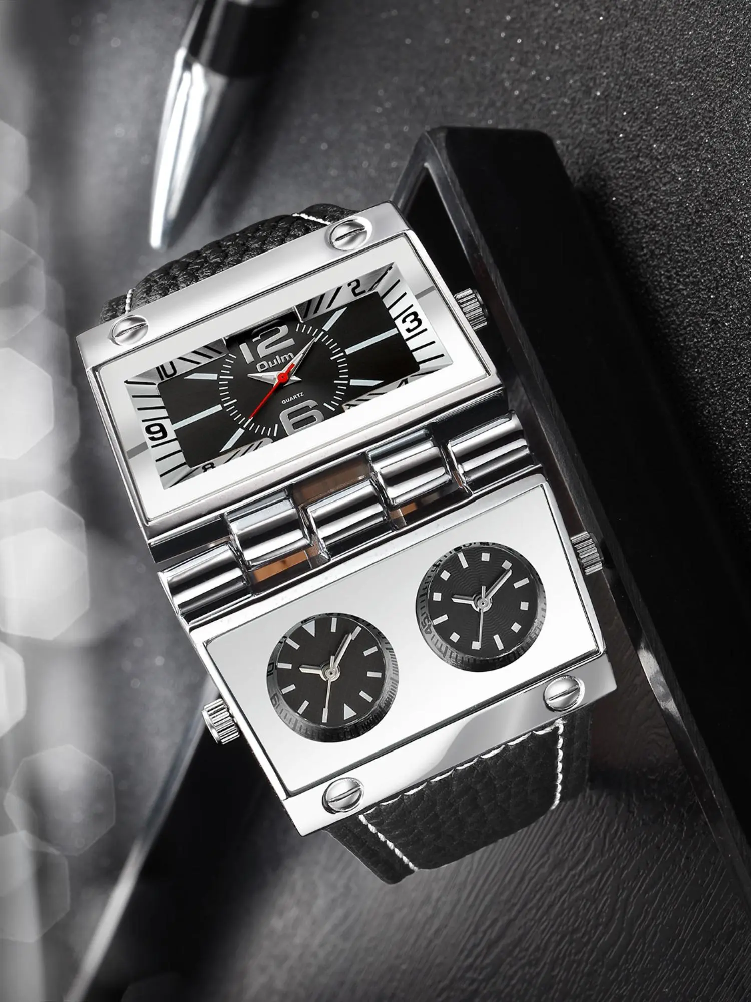Men's Street Style Rectangle Dial Quartz Watch, Fashionable Stylish Watch, Fashionable Analog Watch, Fashion Watch for Party, Daily Clothing Decor, Trendy All-match Watch for Birthday Gift with Box