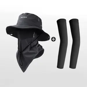 BIGWIG Unisex Sun Protection Hat with Neck Flap, Wide Brim Bucket Hat, Detachable Face Mask, Foldable Brim, Outdoor Sun Hat, Breathable Drawstring Closure, Fishing Hat, Suitable for Camping, Hiking, and Gardening