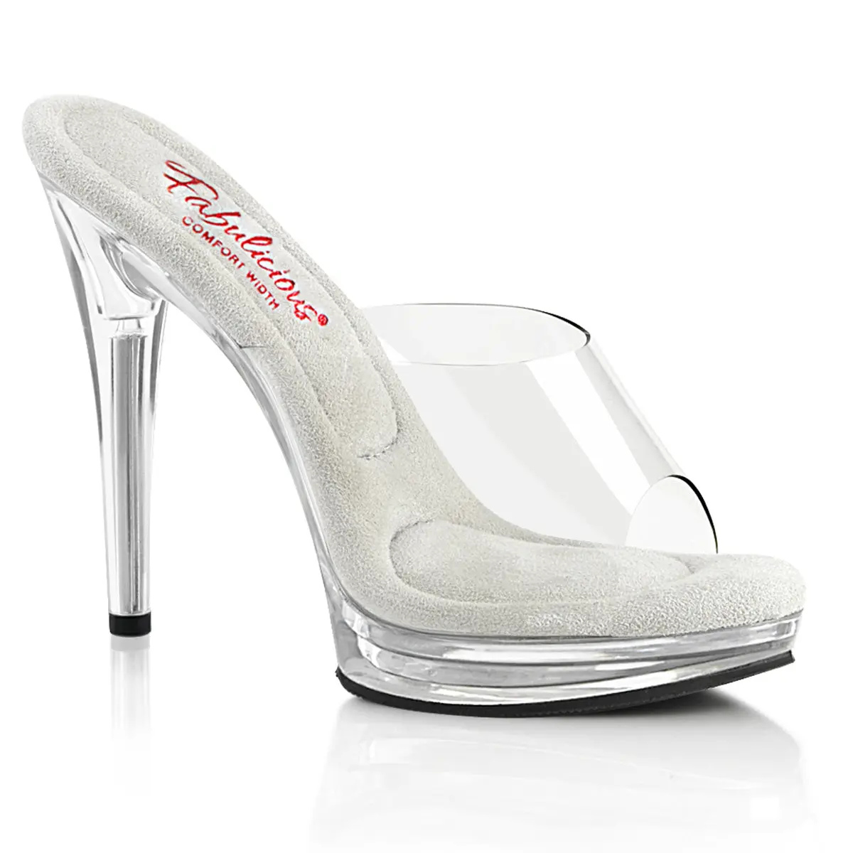 Women's Casual Platform Sandal, Minimalist Slip-On Slides with 5 Inch Heel, Open Toe Comfort Wide Fit Footwear, Shoe