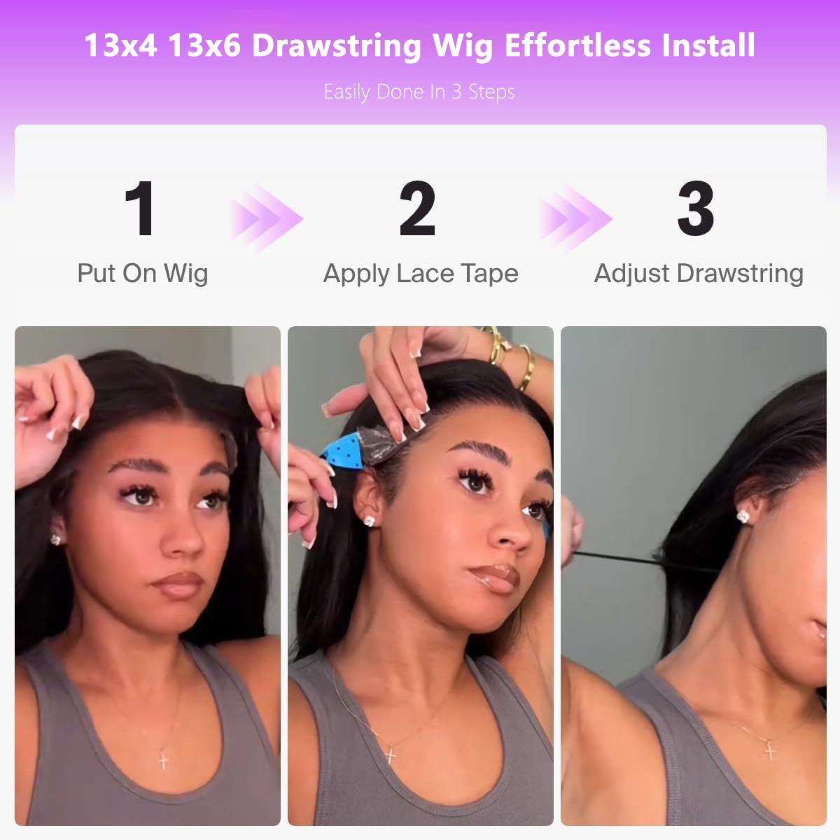 Bling Hair 6x4 Glueless Lace Front Wig 100% Human Hair 180% Density Loose Deep Wave Pre Cut Pre Plucked Hair Line HD Lace Closure Wig For Women Natural Look Easy to Apply TikTokShopHolidayHaul