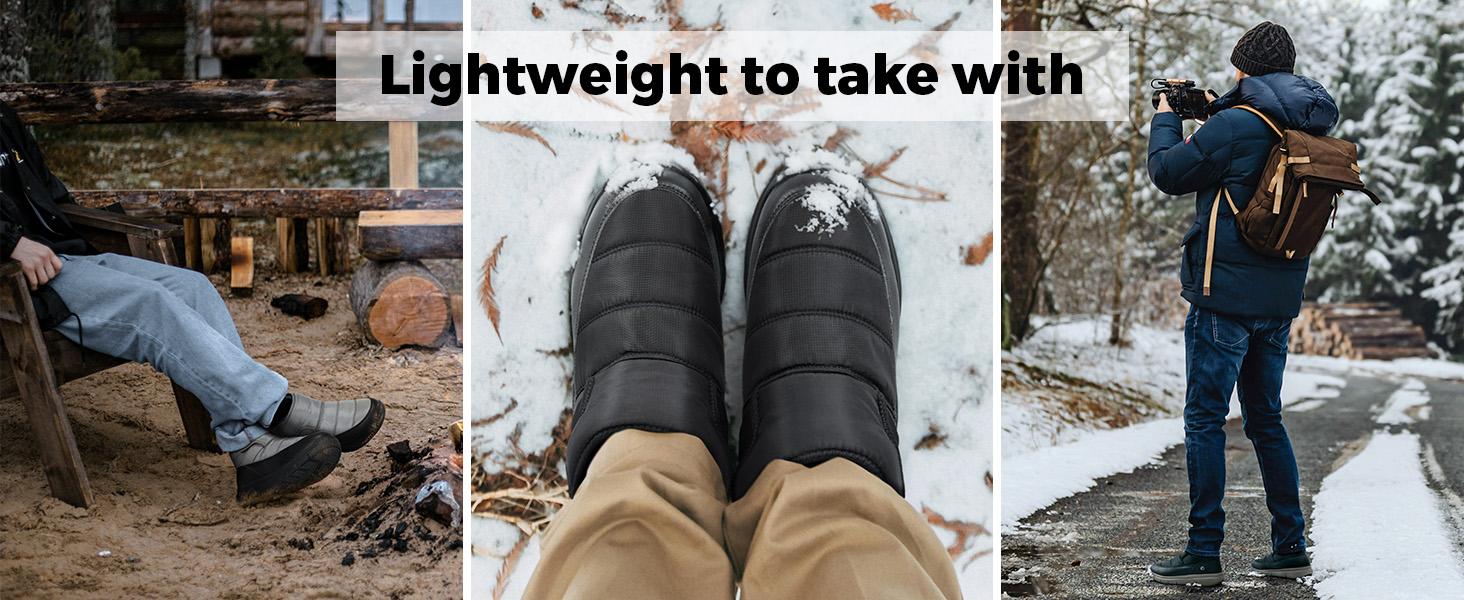 FitVille Mens Winter Boots Wide Width Water Resistant Snow Boots for Men Lightweight Warm Fur Lined