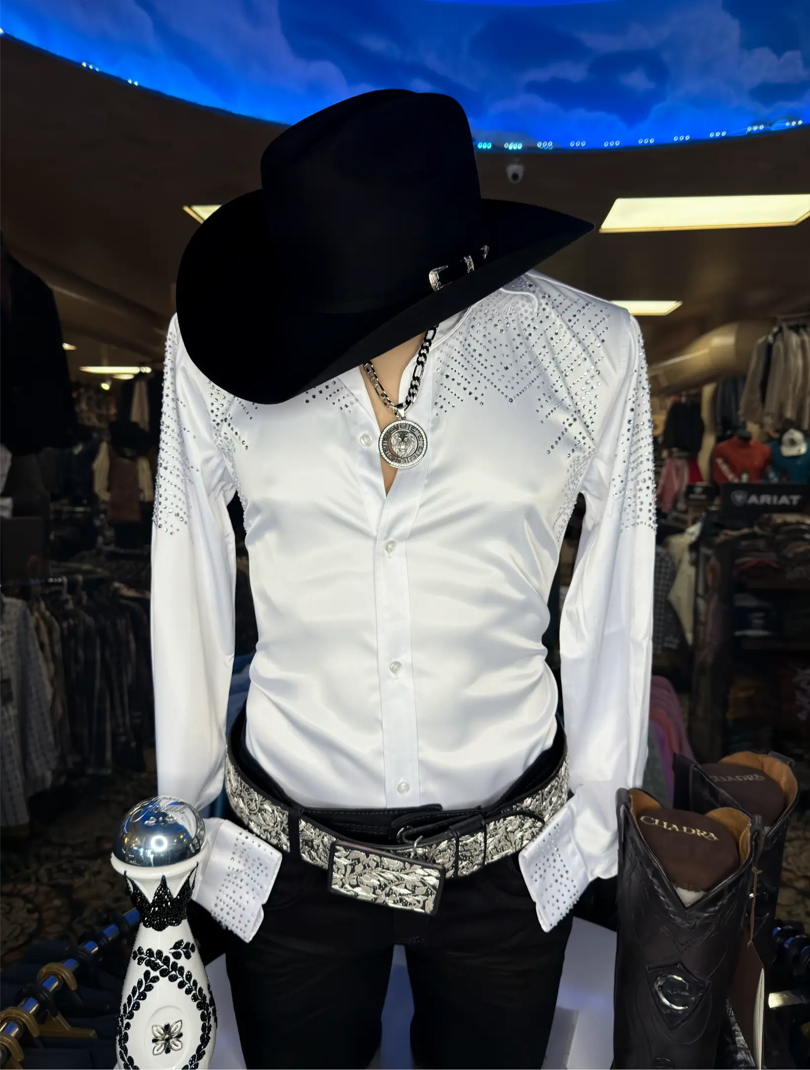 *NEW* White Rhinestone Shirt – Modern Elegance