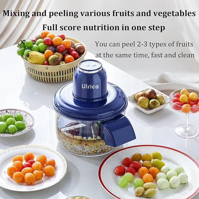 ULRICA Electric Peeler Automatic Portable Fruit Vegetable Skin Remover for Garlic Grapes Cherry Tomatoes Chestnuts & More Rechargeable 1300mAh Battery Type-C Charging Easy to Use & Clean Handy Kitchen Gadget Gift