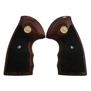 Colt Python Rosewood with Checkering Panels with a Gold Medallion with a Rearing Horse for Colt Python