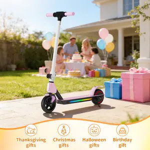 Commugo Adjustable Kids Electric Scooter adult electric scooter Max Speed Foldable Electric Scooter 130W Motor LED Display Colorful Lights Foldable Ages 6-14 Safe Dual-Brake System summervibes