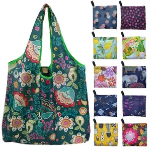 10 reusable shopping bags foldable grocery bags with pockets eco-friendly travel and recycling shopping bags waterproof and machine washable suitable for everyday shopping