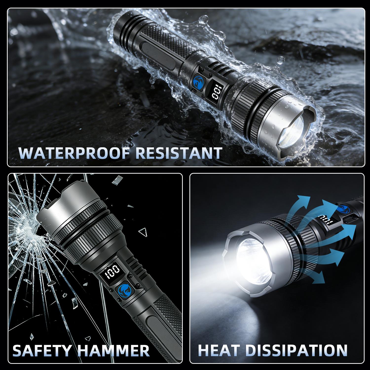 2PCS Newly upgraded 2200 lumen Super Bright Rechargeable Flashlight, super bright, shockproof and waterproof, 5 modes, tactical accessories, zoomable flashlight, suitable for outdoor emergency signals. TiktokShopSpringGlowUp 2PCS Newly upgraded 2200 lumen Super Bright Rechargeable Flashlight, super bright, shockproof and waterproof, 5 modes, tactical accessories, zoomable flashlight, suitable for outdoor emergency signals. TiktokShopSpringGlowUp