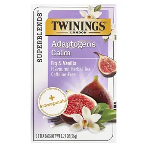 Twinings Superblends™, Adaptogens Calm Herbal Tea, Fig & Vanilla, Caffeine Free, 18 Tea Bags, 1.27 oz (36 g)