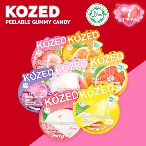 Kozed Peelable Gummy Candy 7 Mixed Flavors Variety Pack Fun Fruity Roll Party Snack Chewy Sweet Treat with Juicy Flavor Halal Certified Safe Quality Checked Bonbon Assorted