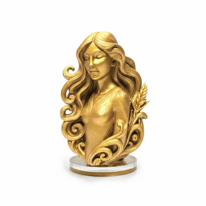 Virgo Zodiac Sign 3D Print Collectible Item for Astrology Enthusiasts and Modern Collectors Gold Finish