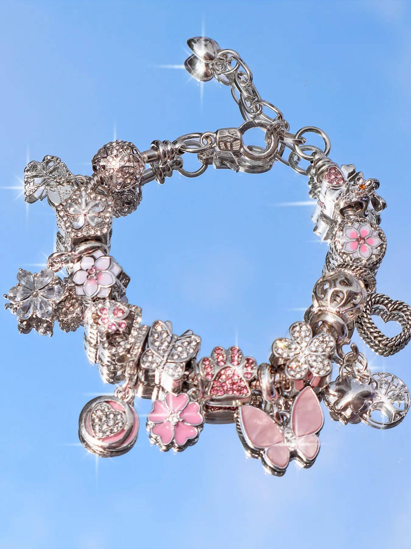 Butterfly Charm Bracelet, Animal Protection Memorial Bracelet, Dog Paw Bracelet, Cherry Blossom Flower Bracelet, Single Piece, Exquisite Trendy Bracelet, Metal Bracelet, Hand Chain Jewelry, Jewelry Gifts, Alloy Chain Bracelet