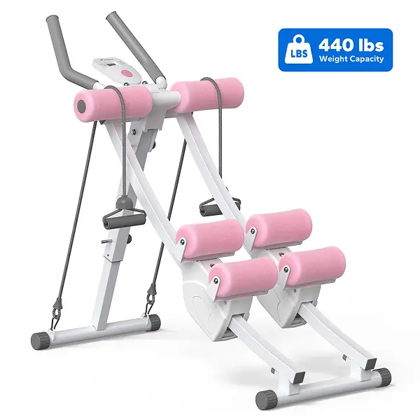 Merach Dual Track Single Track Adjustable Ab Trainer Machine with LCD Monitor,  Core & Waist Shaper at Home Gym for Women,  Foldable Exercise Machine for abs, Arm, Leg, Buttocks Shaper, Workout Equipment BackToSchool