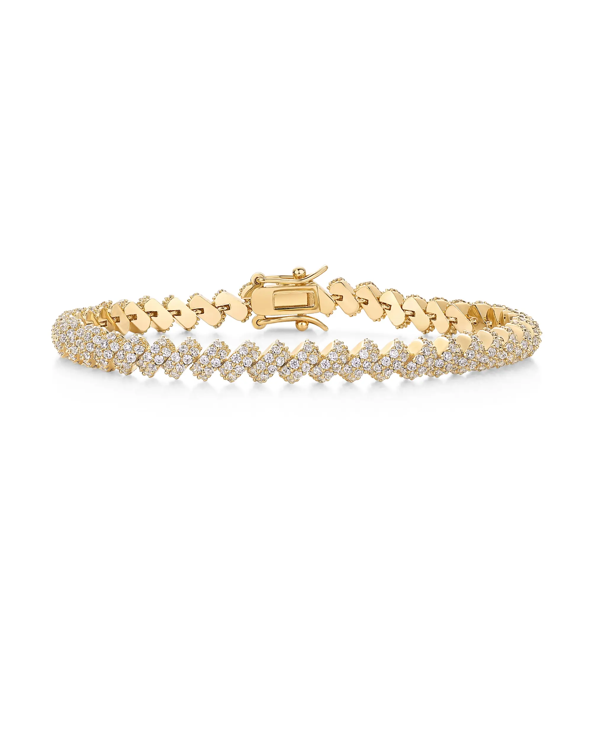 PAVOI 14k Gold Plated Tennis Bracelets for Women - Statement Tennis Gold Bracelet with Cubic Zirconia - Trendy Bridal Jewelry