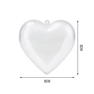 5Pcs 8CM Transparent Heart Decorative Balls DIY Plastic Fillable Ornaments Reusable Smooth Clear Heart Balls for Festival Mall Party Gift Decoration High Transparency Easy Filling