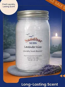 Sandbar SUDS Natural Scent Booster - Huge 20oz+ Jar | Long-Lasting Laundry Fragrance & Deodorizer | Baking Soda & Epsom Salt Infused | Eco-Friendly Scent Booster | Handmade in Ohio