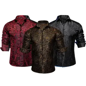 3-piece luxury formal casual Paisley floral wrinkle resistant shirt business top wedding party men's unisex men's clothing pleated dress breathable wrinkle resistant slim fit long sleeved buttoned cotton fabric
