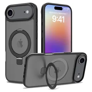 iPhone 17air Silver Shield skin-feel racket-style phone case with built-in phone stand.