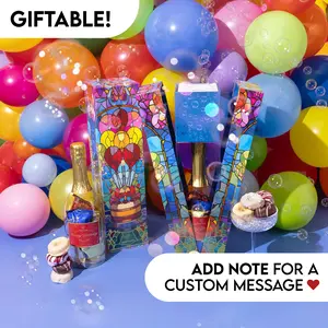 Birthday Bubble Box By Send A Cake - Delightful Surprise Gift featuring a flurry of flying bubbles, a variety of cake donuts, and a gorgeous box! - Perfect for birthdays!
