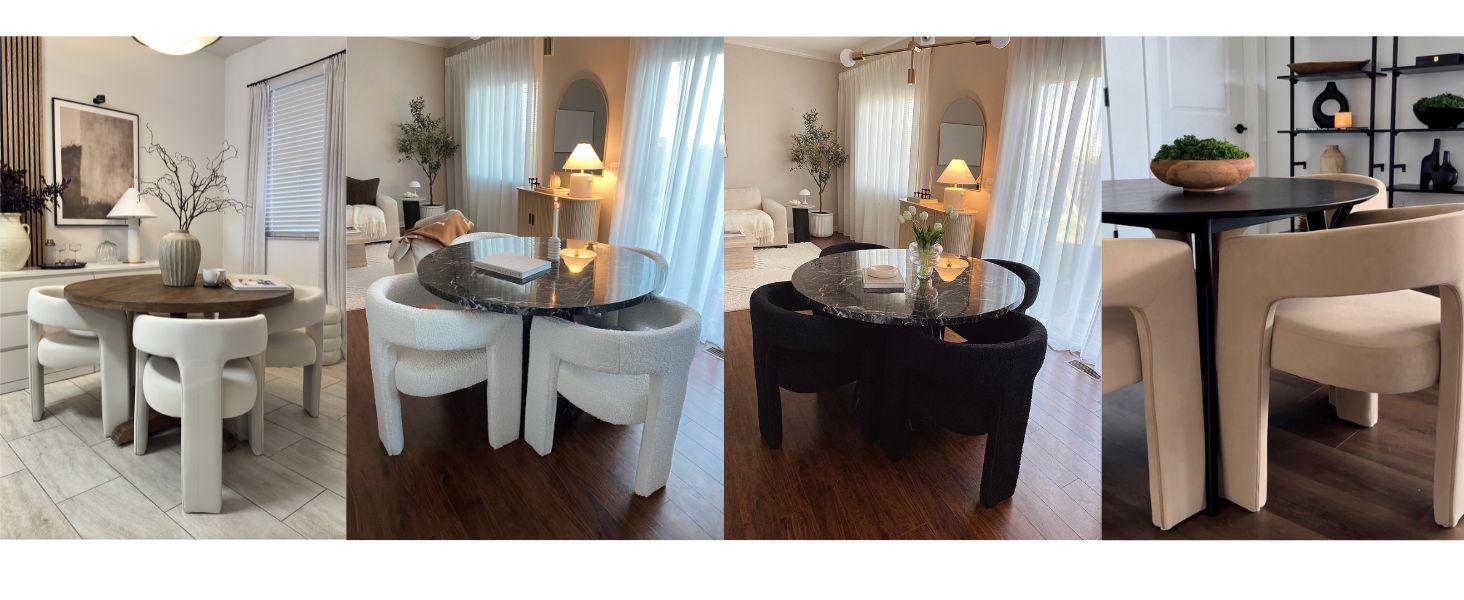 CHAIRUS Fully Assembled Dining Chair with Open-Back, Modern Upholstered Accent Chairs, Comfy Round Armchiars,Side Armchair with 3 Legs, Faux Leather Kitchen Armchair for Dining Room,Living Room,Makeup, Pebble Grey,Cozy& Stylish Design