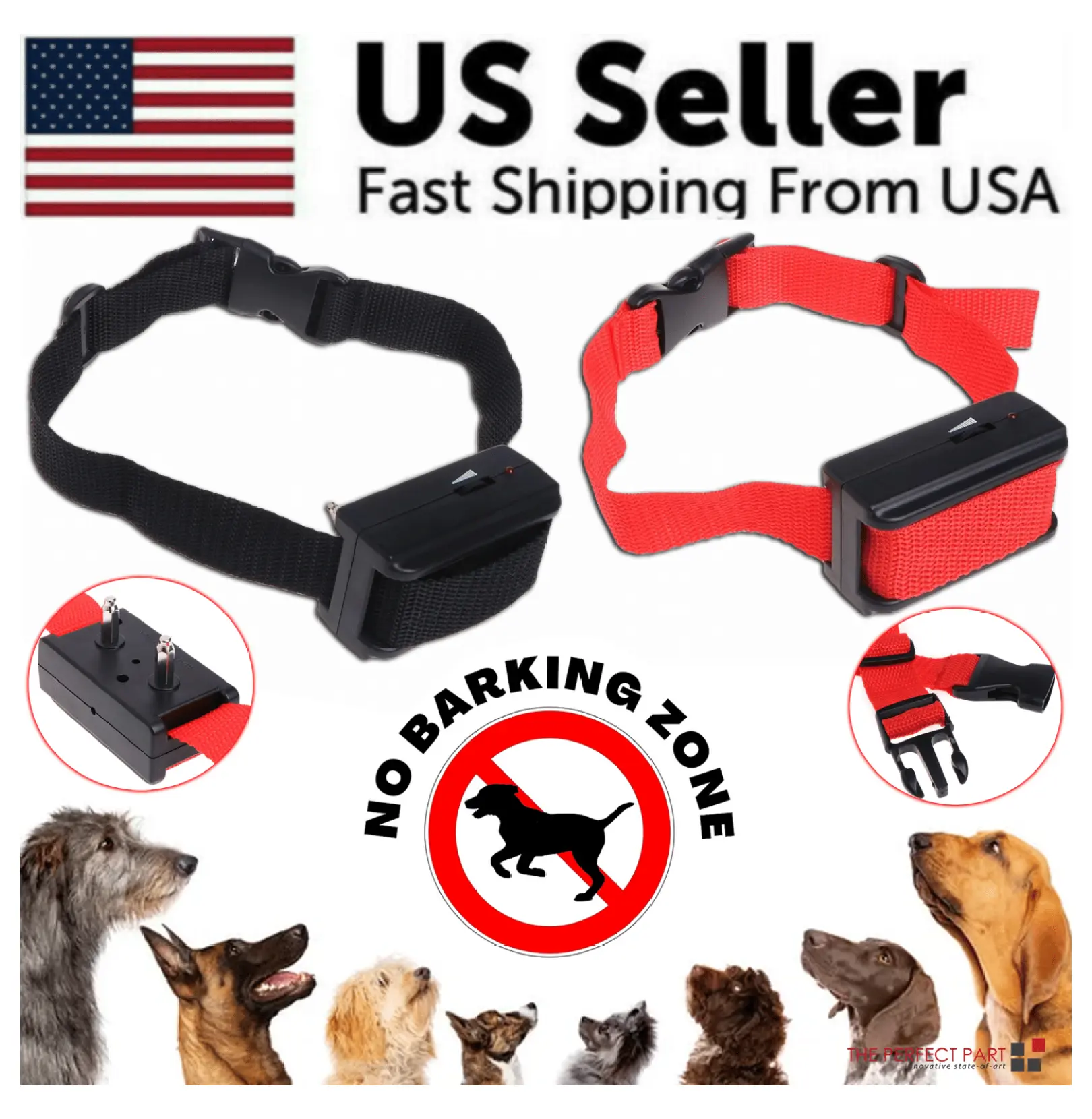 Anti Bark Collar for Dogs - Automatic No Shocking Dog Training Collar with Sound & Vibration - Adjustable for Small Medium Large Dogs 8-110lbs