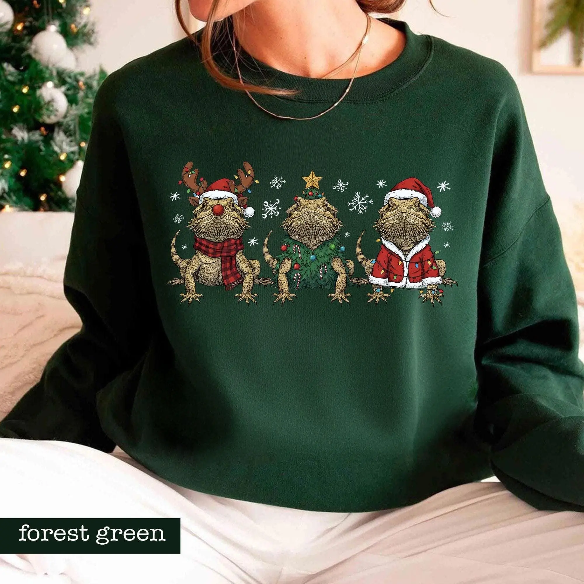 [Sale off up to 50%] Bearded Dragon Christmas Sweatshirt, Santa Beardie Animal Shirt, Reindeer Xmas Sweater, Christmas Animal Shirt, Christmas Sweatshirt, streetwear graphic tee
