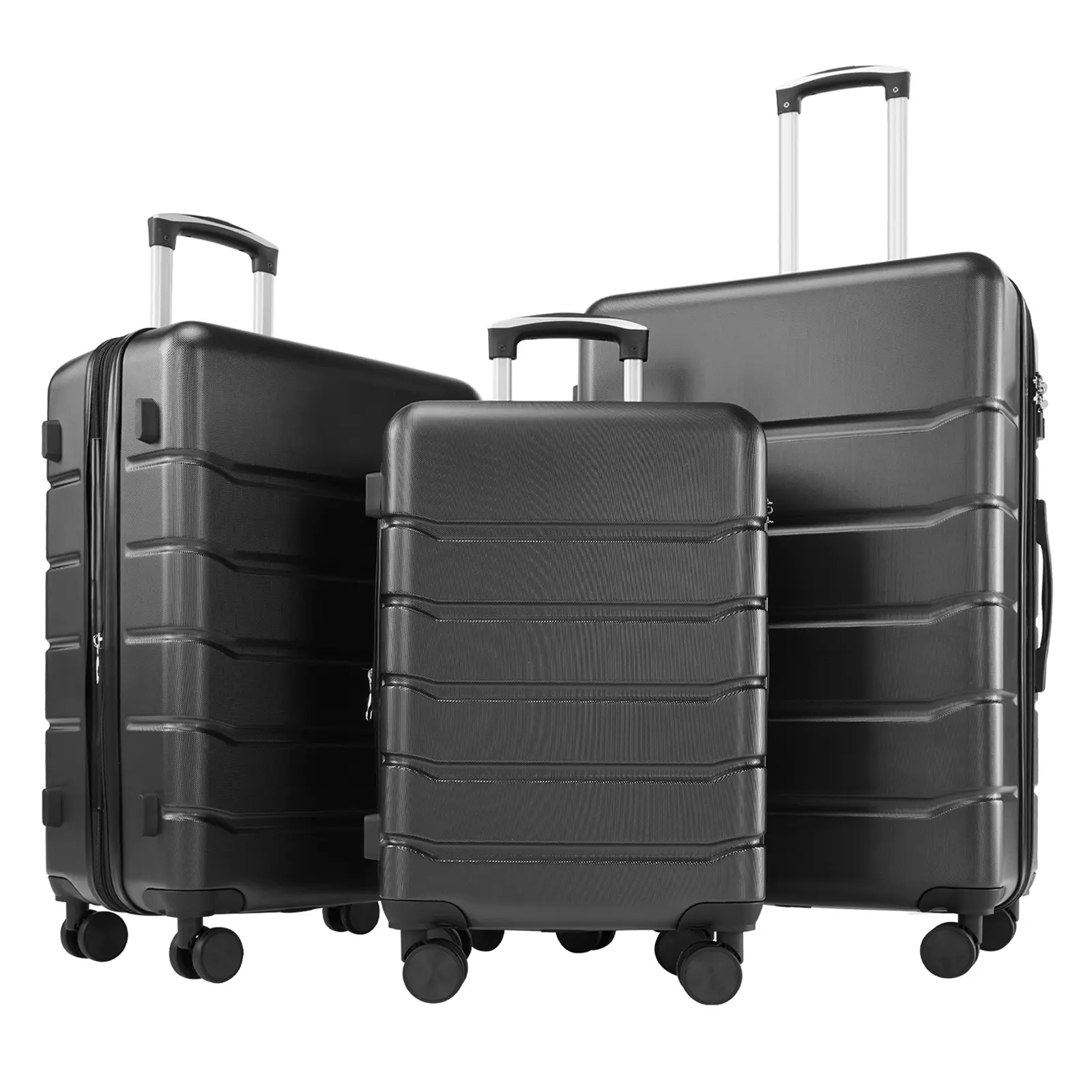 Travel Gear 3-Piece Luggage Set - Durable Hardshell Suitcases with 4-Wheel Trolley System for Easy Travel