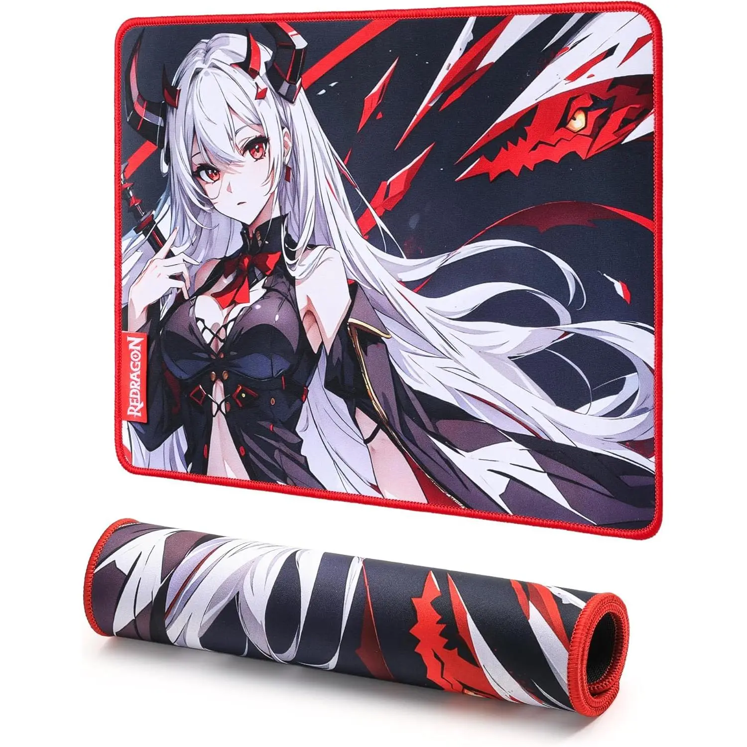 Redragon EISA P047 Anime Gaming Mousepad - Smooth Lycra Surface, Non-Slip Rubber Base, Spill-Resistant, 3mm Thick Durable Design, Black Computer Accessory,back to school,back to school haul