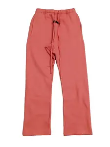 Uncuffed Men's Sweatpants Coral Color Joggers Relaxed Oversized Fit Design Unisex Athletic Casua Lounge Pants with Pockets, Soft Fleece Home Pants with Drawstring