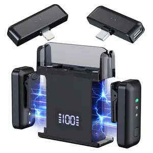 2Pcs Wireless Microphone for Video Recording | Auto Noise Reduction, 6H Use, Rechargeable Lapel Mic for iPhone iPad Android