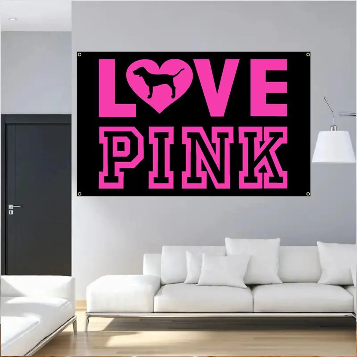 1pc Retro LOVE PINK Slogan Tapestry Flag - Decorative Wall Room Art with Mandala Flower Pattern, 2x3ft/3x5ft Options for Home Interior & Furniture Decoration Gift, Living Room Wall Decor, Tree