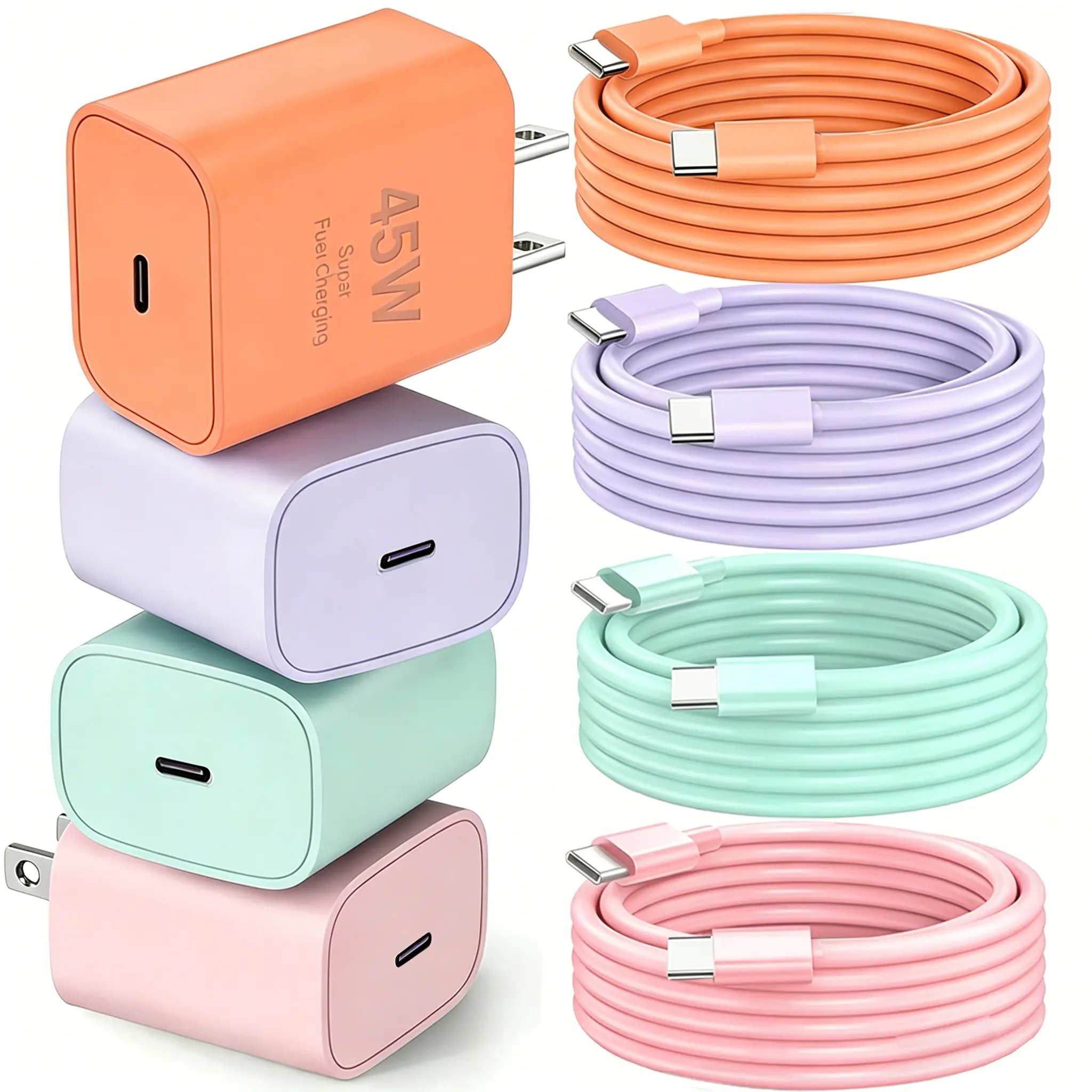 PD 45W Samsung USB-C Super Fast colorful Charger, Wall charger with 10-ft extra-longdurable USB-C cable, compatible for Samsung Ultra16/S26+/S25+/S25/S24/S23/S23+/S22/S22+/S21 Ultra/S20, for iPhone 17Pro Max/16Pro Max, and others, Smartphone, Cellphone Pl