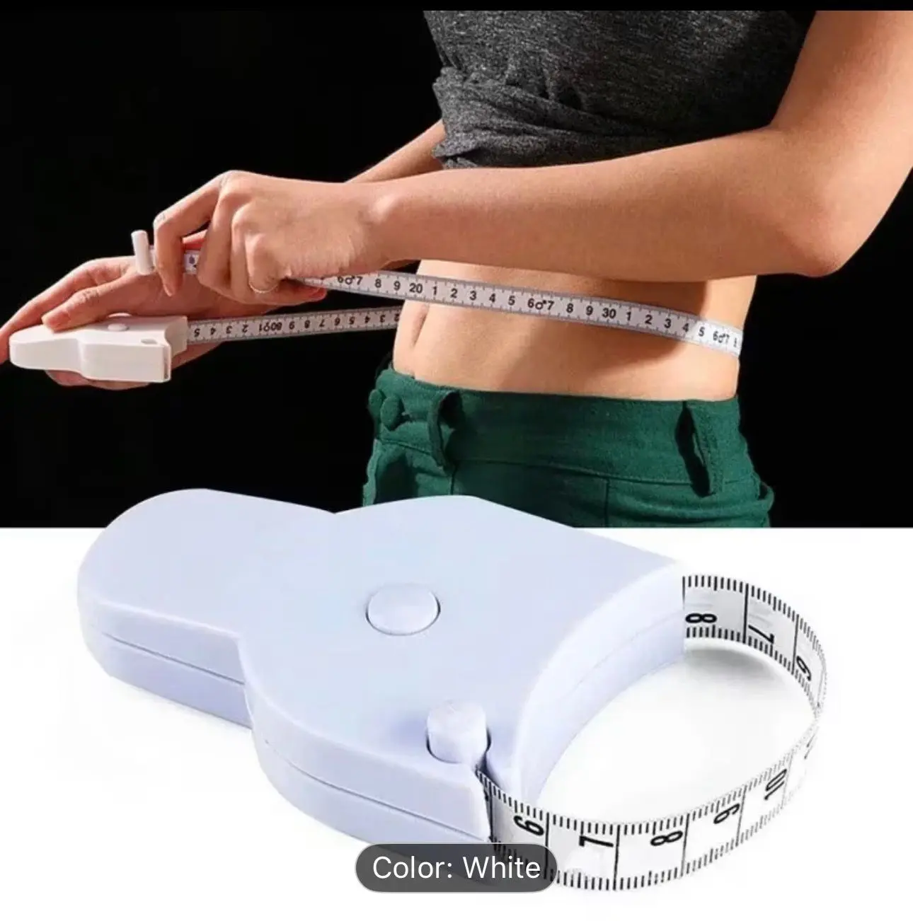 60 Inch 3D Auto-Retractable Body Measuring Tape for Fitness Waist Hip Bust Arms Soft Sewing Ruler White Metric Tool