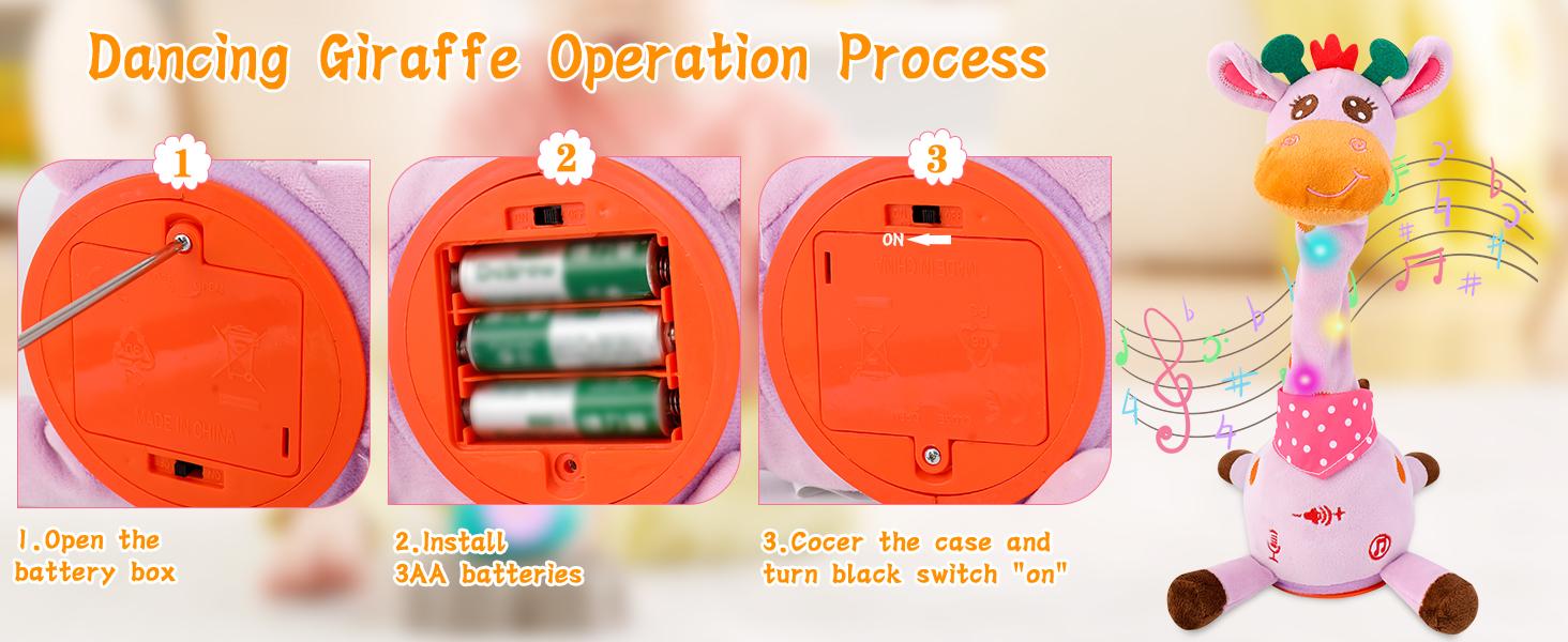 Talking Dancing Giraffe Easter Toy,  Repeat Mimicking, Tummy Time Toy With Volume Adjustment, Glowing Musical Electronic Plush Stuffed Animal Ineractive Toy For Toddlers 1-6 Years Old With 10 Baby Songs, Ideal Gift For Easter Gifts