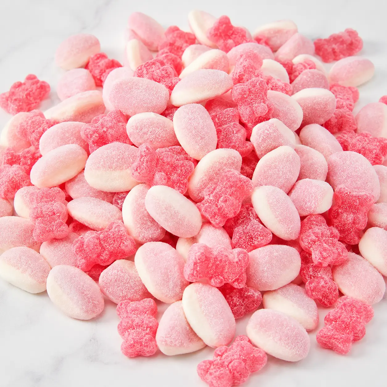 Pink Gummy Candy Mix, 2 lb Bulk Bag, Assorted Chewy Fruit Flavored Gummies for Baby Showers, Gender Reveal Parties, Candy Buffets & Sweet Treats