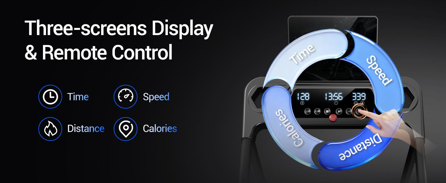 Incline Foldable Treadmill, 0.6-7MPH for Home 3.0HP Treadmills Screens Display Portable Walking Pad with Handle 300 LBS Capacity SpringStatements