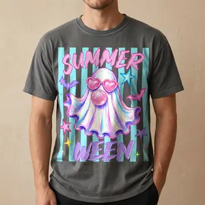 Summerween Ghost Graphic Comfort Tee – Cute Pink Halloween Summer Shirt