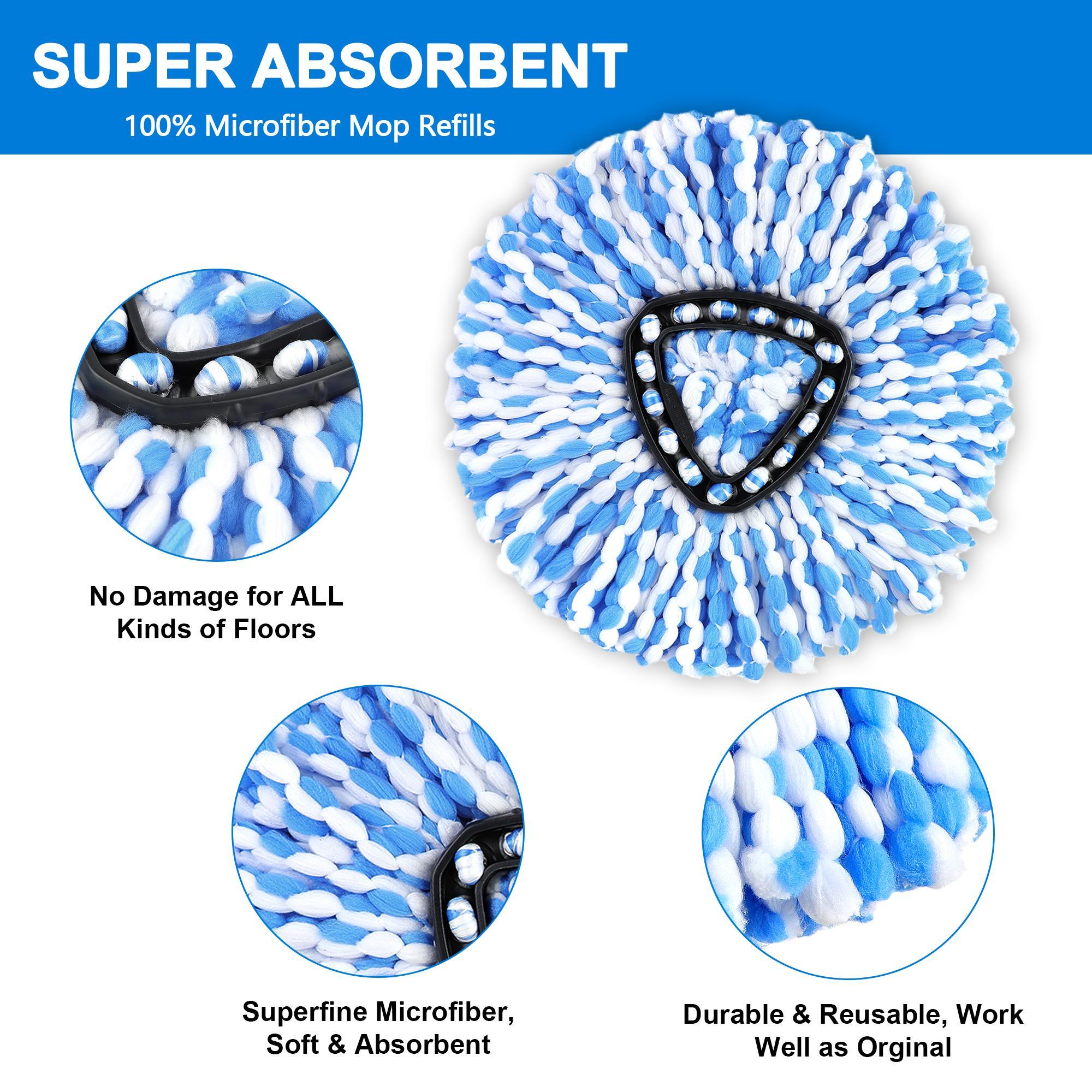 Spin Mop Heads & Scrub Brush Refills for O-Cedar Rinse Clean 2 Tank Microfiber Replacement Without Bucket or Handle Machine Washable Reusable Eco-Friendly Choice