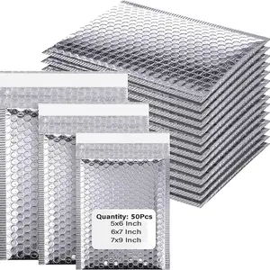 50Pcs Silvery Bubble Envelope Shipping Packaging Supplies Packing Bag Bags Small Business Mailer Mailing Office School