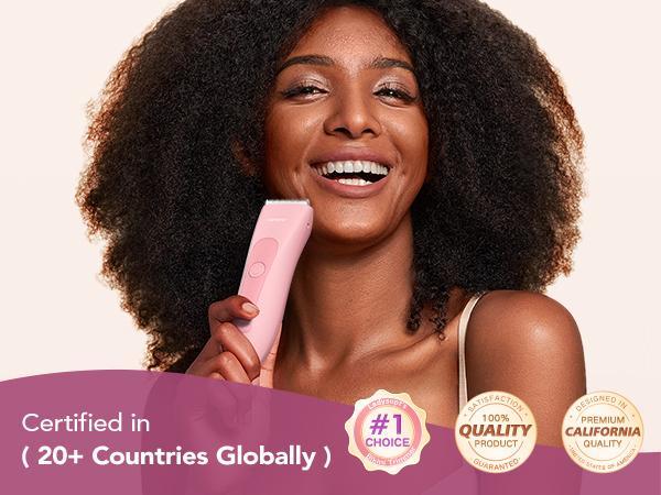 LADYSPOT Ceramic Bikini Trimmer for Women - Electric Waterproof Rechargeable Body Hair Trimmer with Detachable Head Cord, Precise Safe & Easy Portable for Arms & Legs & Body, Enojoy Outdoorfun