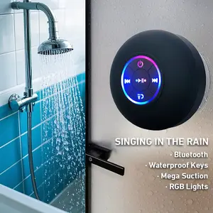 Portable Waterproof Bluetooth Shower Speaker with LED Lights & Strong Suction Cup Audio
